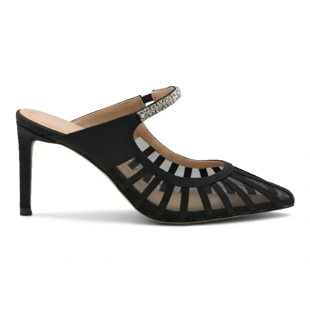 CHARLES BY CHARLES DAVID Womens Swell Embellished Strap Mesh Pumps Black 5.5 NWT